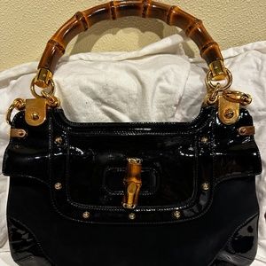 Gucci bamboo handle handbag with long strap, dust bag included GUC